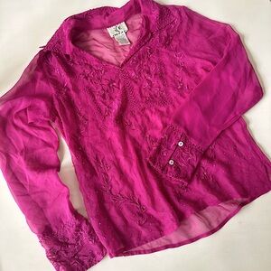 100% silk beaded vintage top
